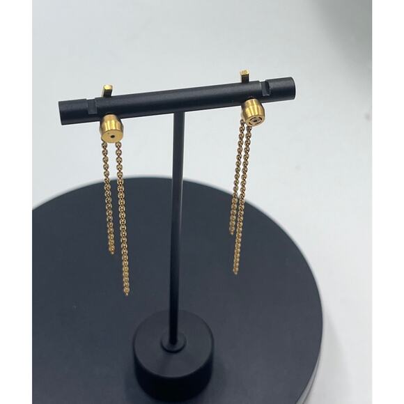 Sterling silver 925 TH Vermeil Pave Top Long Dangle Duster Front Back Earrings - Picture 9 of 12